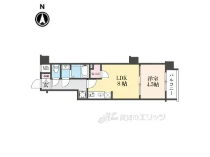 エステムコート京都二条(1LDK/2階)の間取り写真