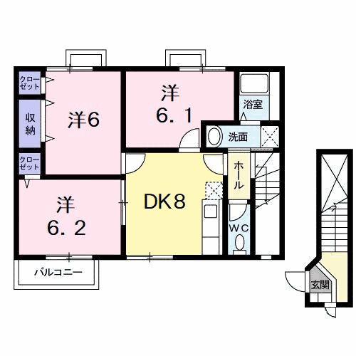 ホワイトリバー A(3DK/2階)の間取り写真