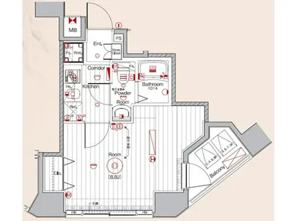 メイクスデザイン入谷(1K/8階)の間取り写真