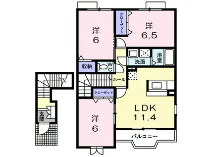 LITTLE FOREST II(3LDK/2階)の間取り写真