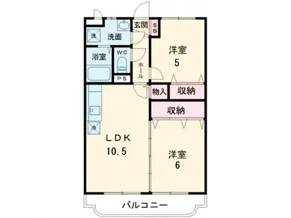 アルカディア高須(2LDK/2階)の間取り写真