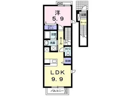 メゾン・コスミティーII・B(1LDK/2階)の間取り写真