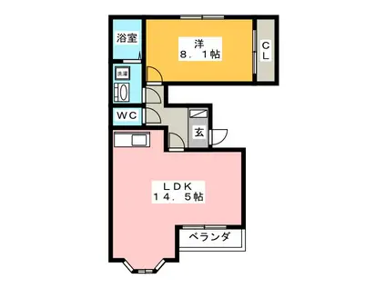 WILL PARK(1LDK/1階)の間取り写真