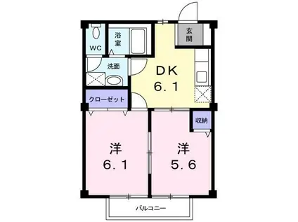 レジデンスオリーブ(2DK/1階)の間取り写真