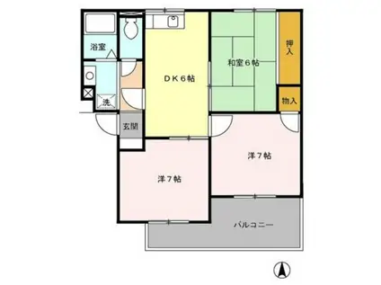 ジュネス戸田(3DK/1階)の間取り写真