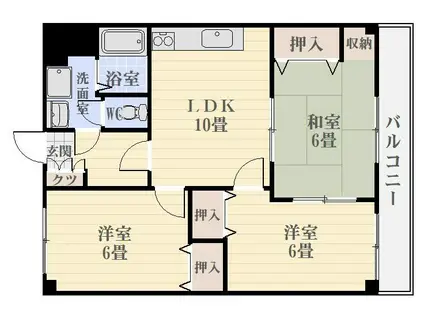 グレードハイム田上(3LDK/3階)の間取り写真