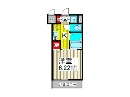リヴシティ西川口(1K/6階)の間取り写真