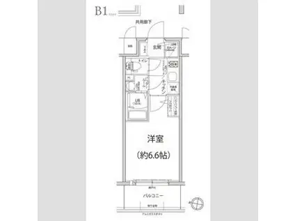 エスリード神戸大倉山ヒルズ(1K/2階)の間取り写真