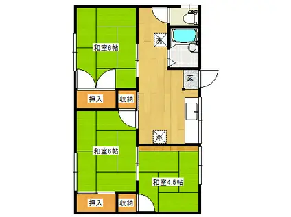 ファミールK(3K/2階)の間取り写真