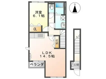 サンルミエ本浦(1LDK/2階)の間取り写真