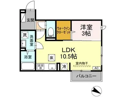 ロイヤルステージ西持田町 A棟(1LDK/1階)の間取り写真
