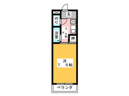 スカイレジデンス(1K/7階)の間取り写真