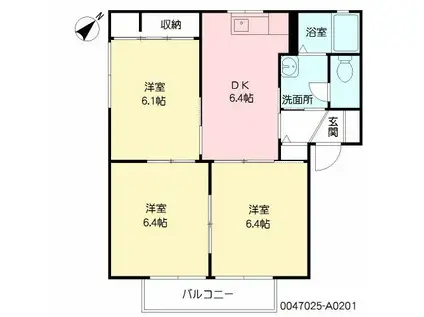 アーバンハイツ A棟(3DK/2階)の間取り写真