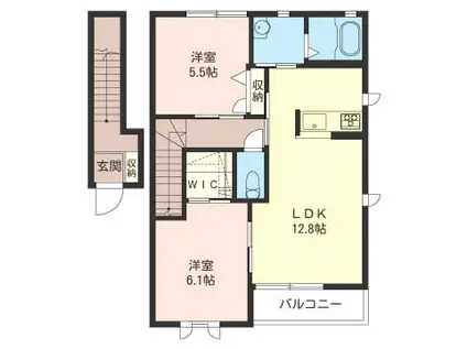 エズ・ヴィラージュD(2LDK/2階)の間取り写真