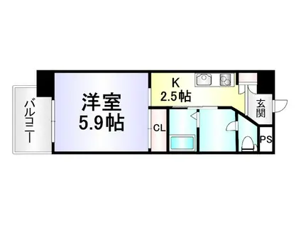 CASA・FLEUR(1K/4階)の間取り写真