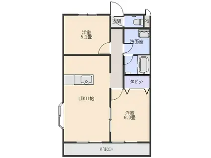 メゾン・ラベンダー7番館(2LDK/2階)の間取り写真