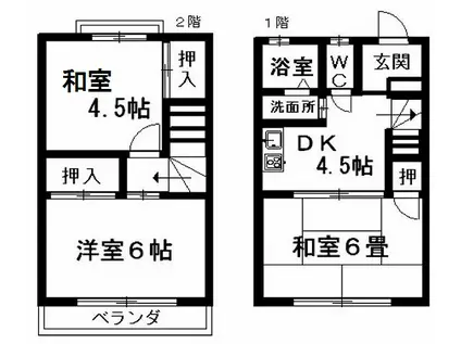 サザンクロス(3DK/1階)の間取り写真