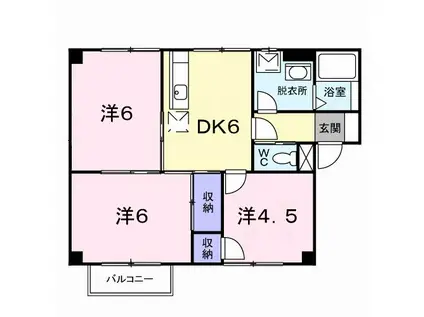 フォンテーヌシャトレII(3DK/2階)の間取り写真