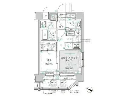 ヴァースクレイシア三鷹(1LDK/5階)の間取り写真