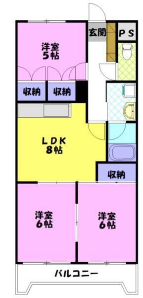 ドミール河原(3LDK/2階)の間取り写真