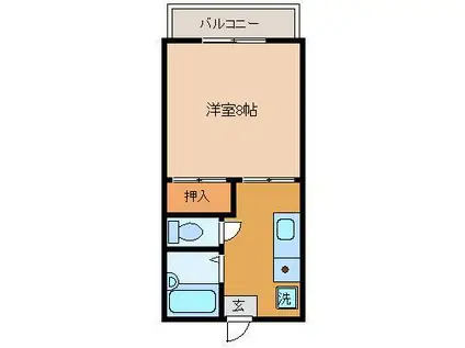 ひだまり荘(1K/1階)の間取り写真