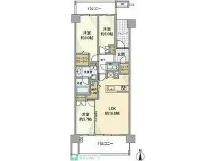 グランドメゾン汐路(3LDK/5階)の間取り写真