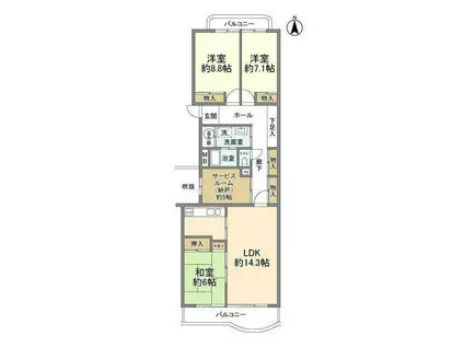 ハウス上野毛(3SLDK/2階)の間取り写真