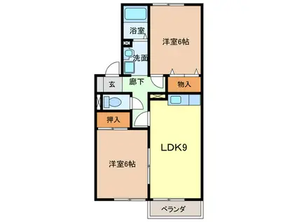 セジュール佐賀(2DK/2階)の間取り写真