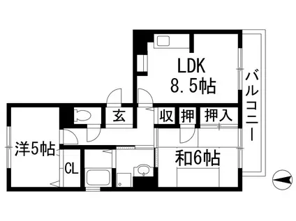 サンハイツツチタニ(2LDK/2階)の間取り写真