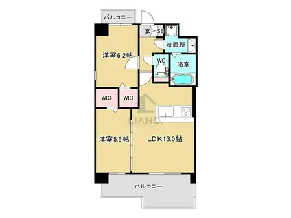 ファーストポイント東比恵(2LDK/4階)の間取り写真