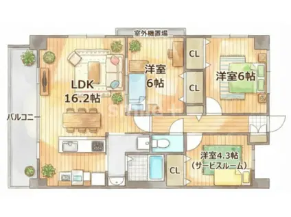クレール今 イースト(3LDK/7階)の間取り写真
