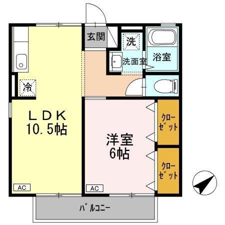 グリーンエクセル(1LDK/2階)の間取り写真