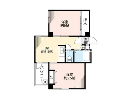 ハイコート泉尾(2DK/8階)の間取り写真