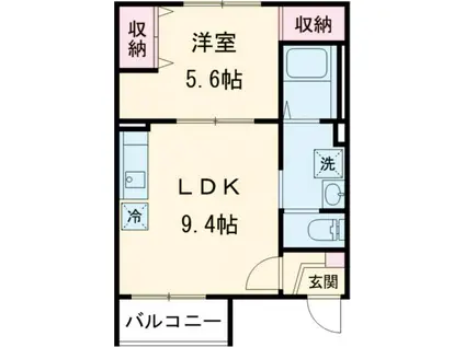レガルバ沖館(1LDK/1階)の間取り写真