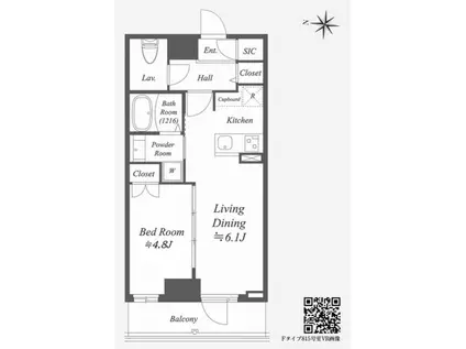 ALPHA PRIME東陽町(1LDK/9階)の間取り写真