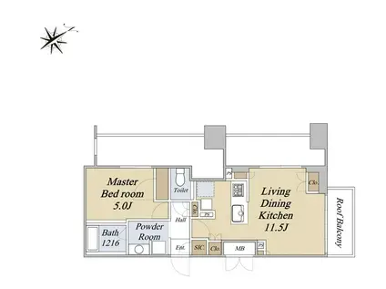 クレストコート旗の台(1LDK/4階)の間取り写真