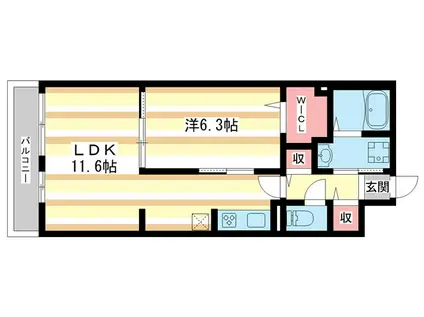 ブランドールα(1LDK/1階)の間取り写真