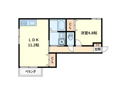 ビューノ・クレール(1LDK/3階)の間取り写真