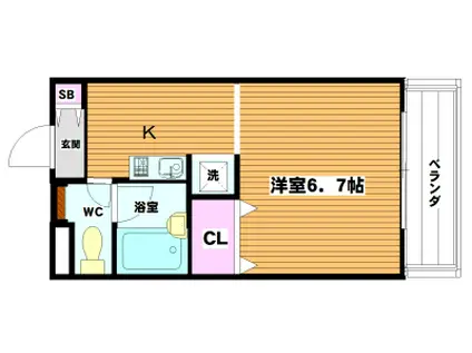 ソキウス山手町(1K/4階)の間取り写真