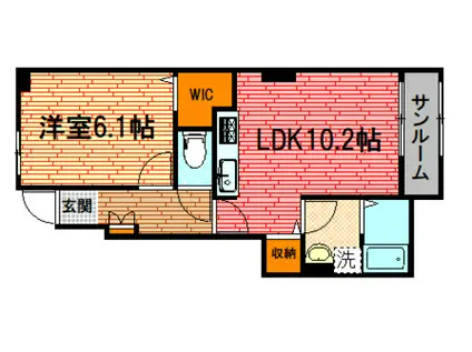 あかつき B(1LDK/1階)の間取り写真