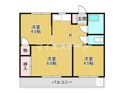 エンゼルハイツ長田(3K/2階)の間取り写真
