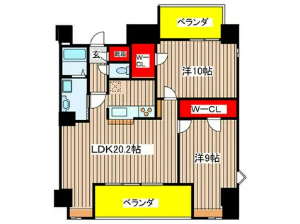 サニーストン瑞穂(2LDK/6階)の間取り写真
