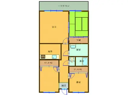 ダイアパレス県立女子大前(3LDK/2階)の間取り写真