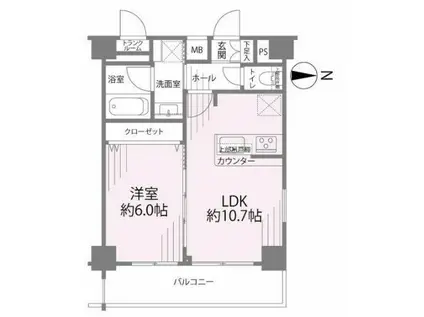 ラフィスタ品川ベイ(1LDK/6階)の間取り写真