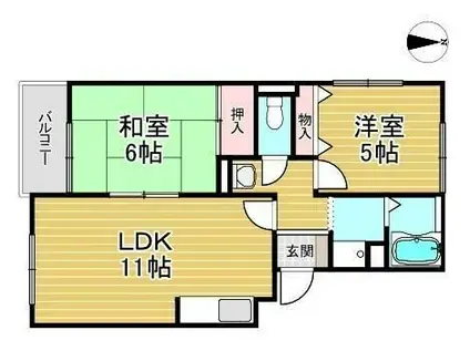 ビューラー藤木(2LDK/3階)の間取り写真