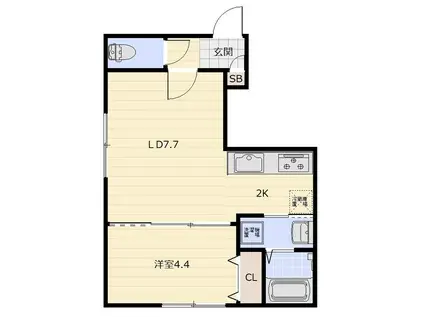 マルフィーノ美しが丘(1LDK/2階)の間取り写真