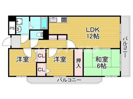 レジェロ住之江(3LDK/11階)の間取り写真