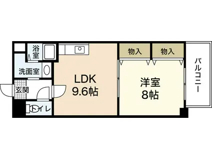 タウン五日市(1LDK/9階)の間取り写真