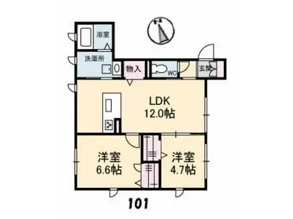シャーメゾンノベル(2LDK/1階)の間取り写真