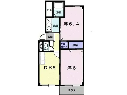 ボヌールメゾン III(2DK/1階)の間取り写真